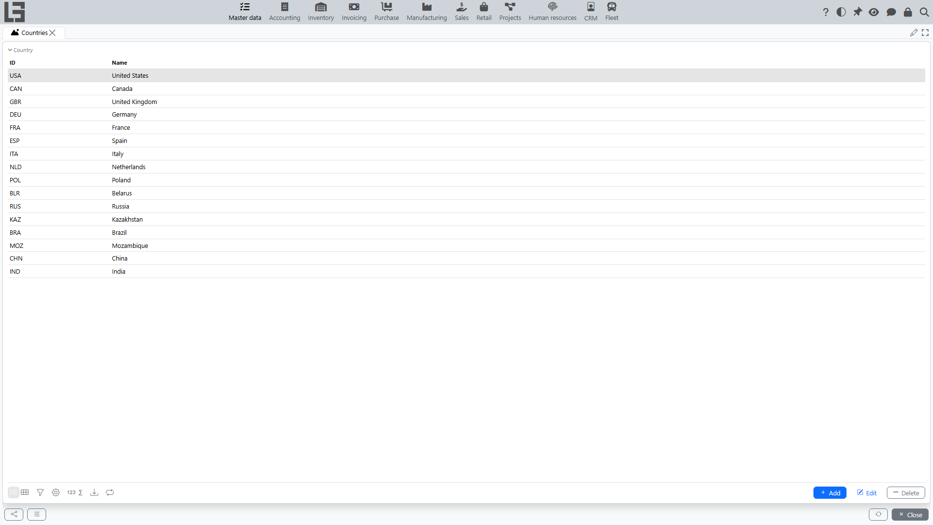 Country list