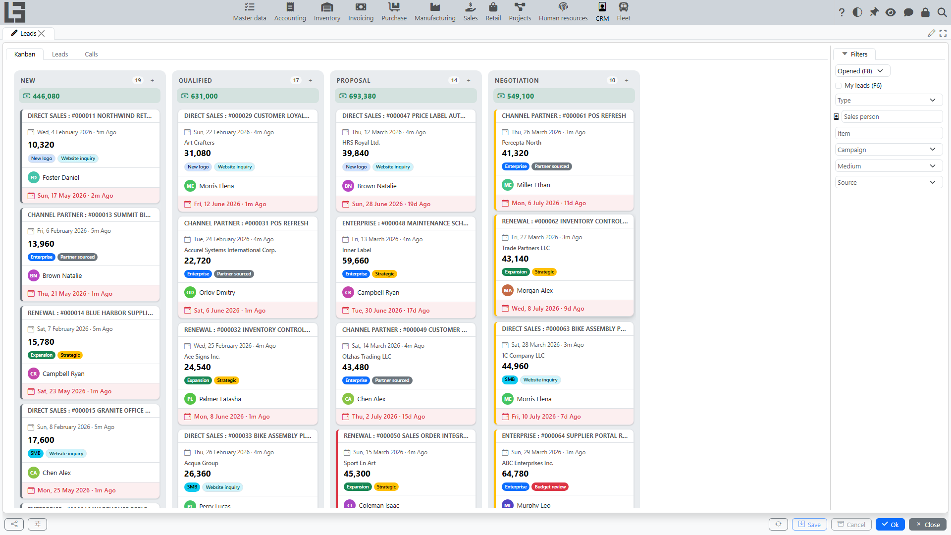 Lead board (kanban)