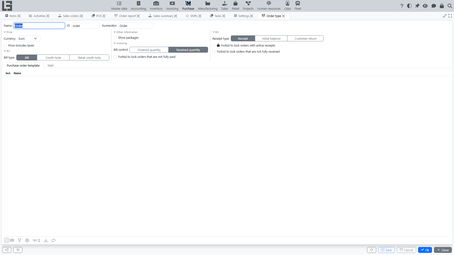 Purchase order type