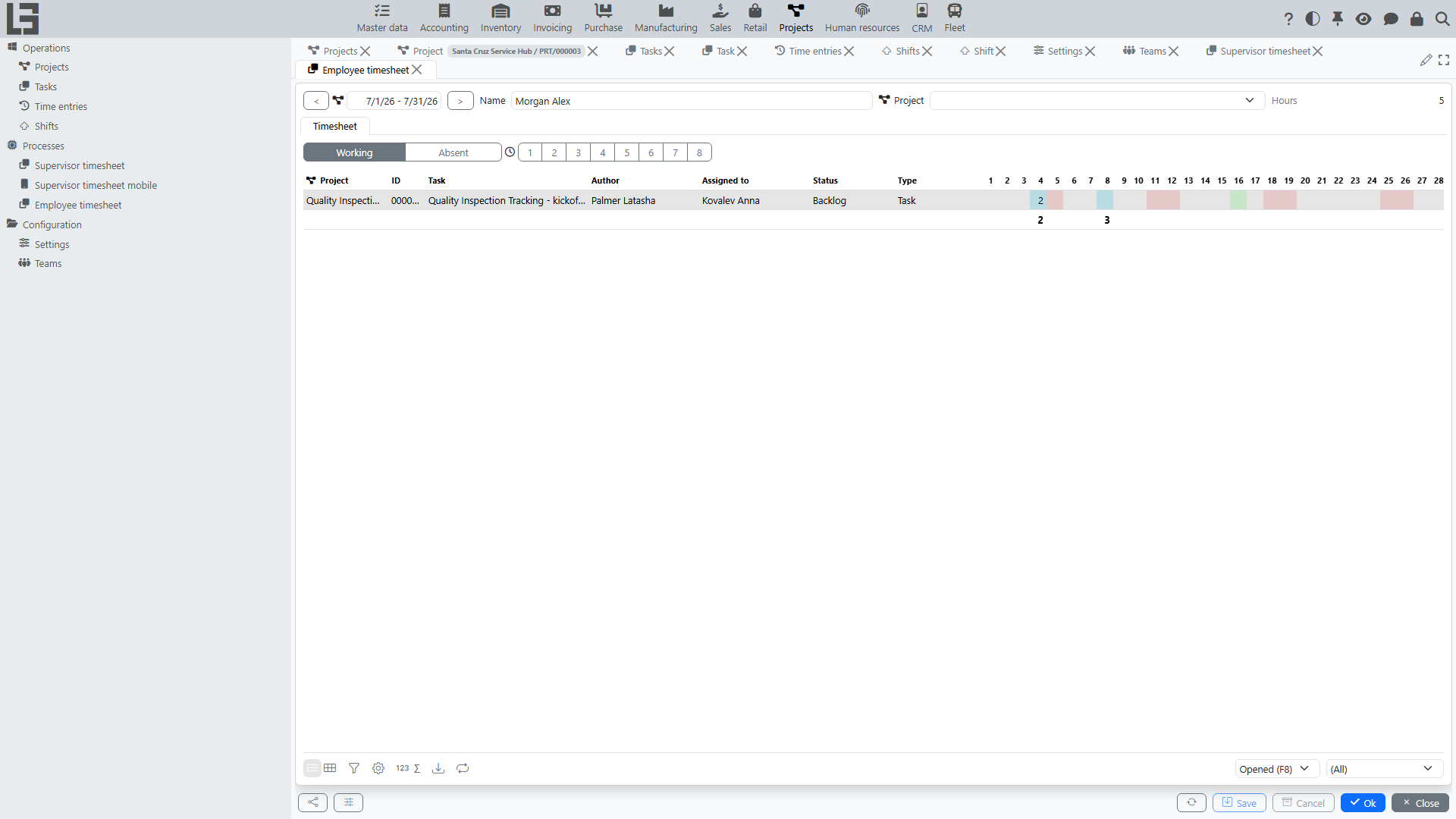 The Projects section in the navigator with expanded groups