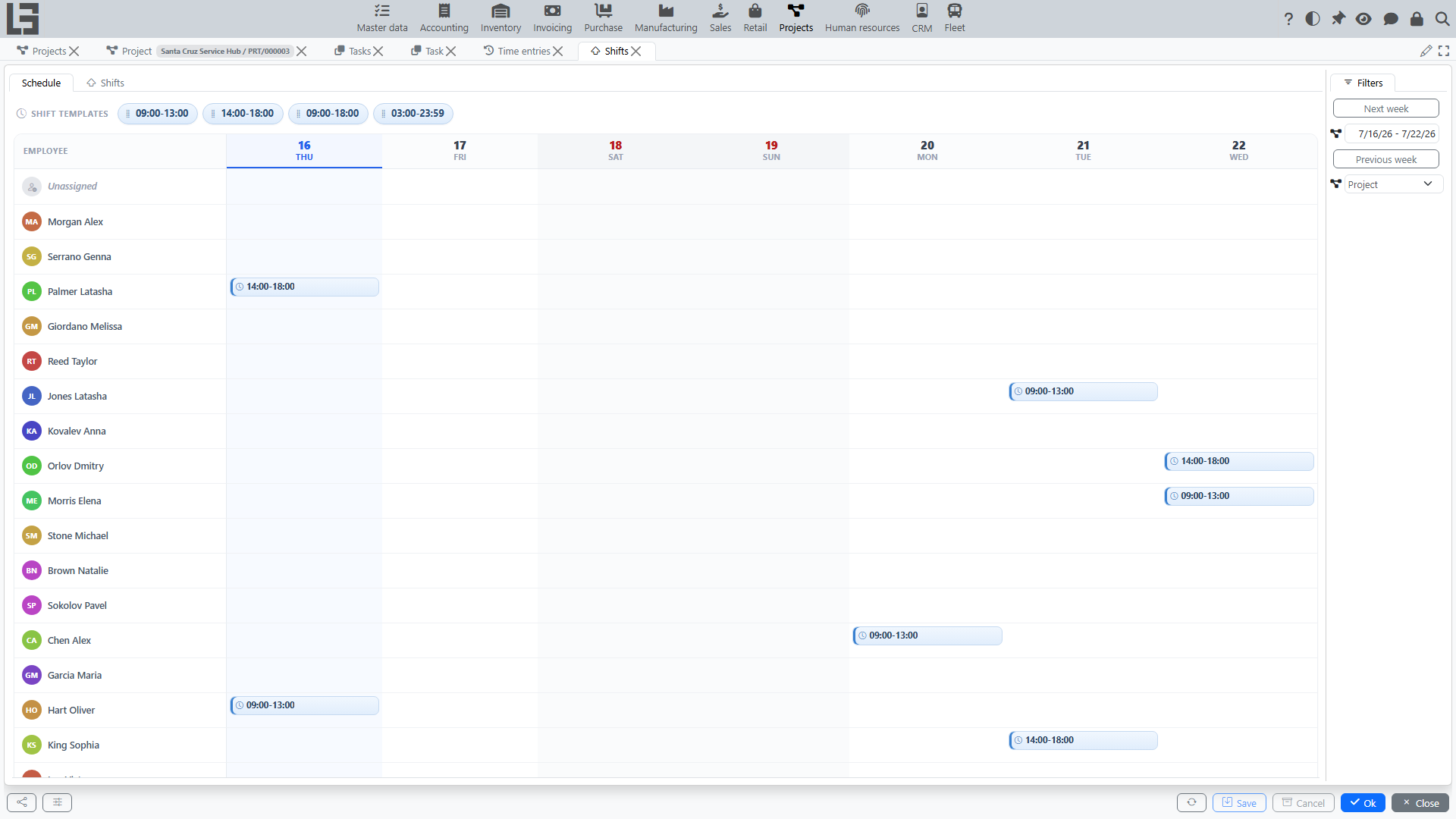 The Schedule view